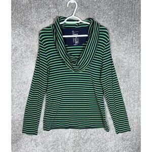Gap The Octavia Waffle Cowl Neck Top Womens Size XL‎ Blue Green Striped Knit